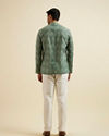 alt message - Manyavar Men Light Mid Green Medallion Print Short Kurta image number 3